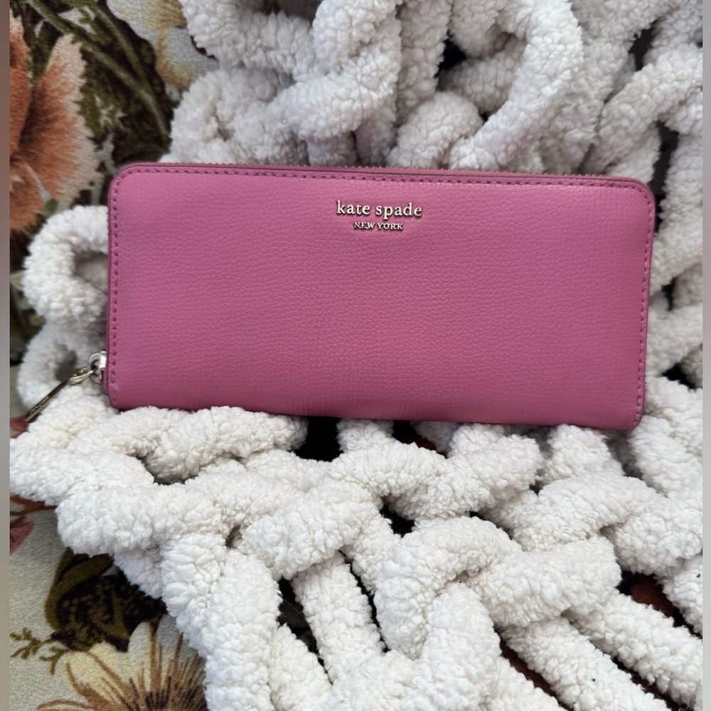Kate Spade Sylvia Pink Leather Zip Around Wallet